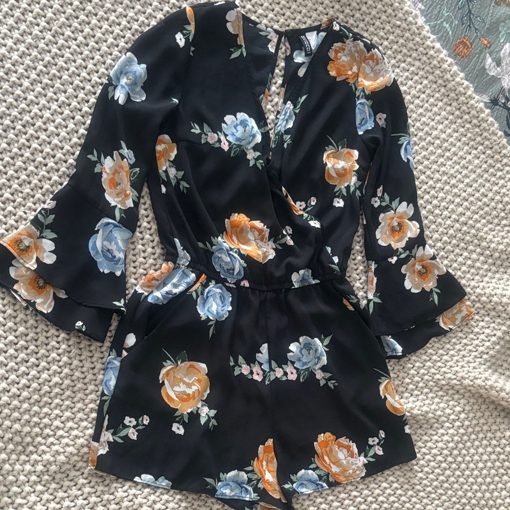 Black Floral Romper